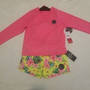 Girls pink swim rashguard
